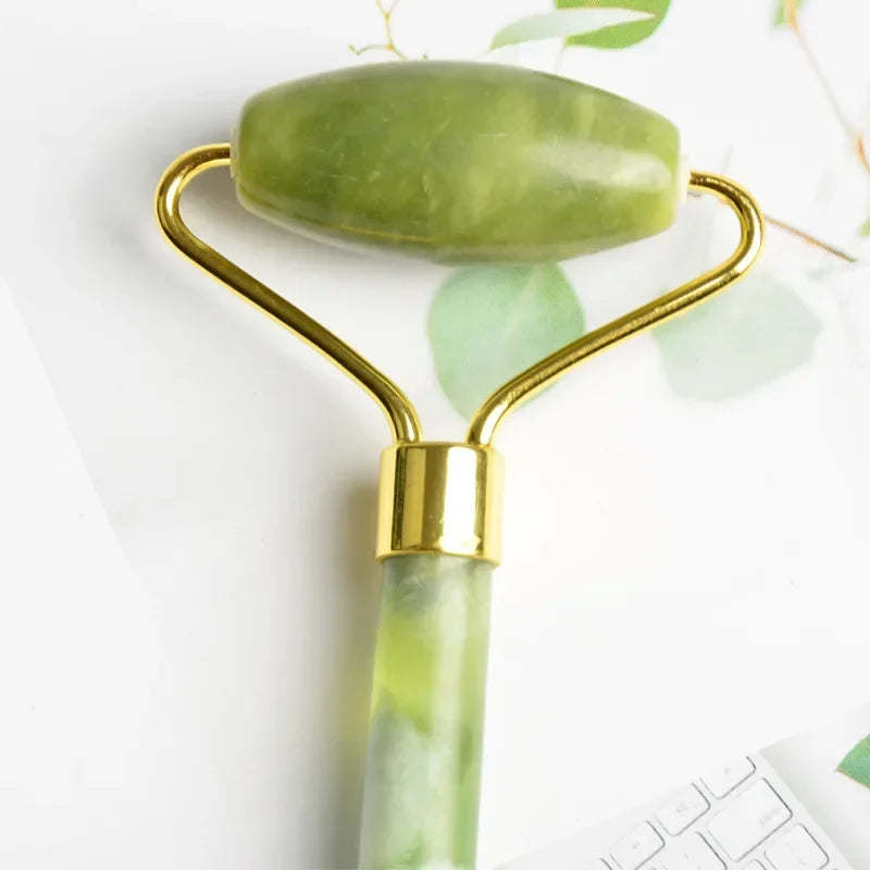 Jade Face Roller & Gua Sha Board Set | Natural Stone Massager Jade Facial Roller Set QXL