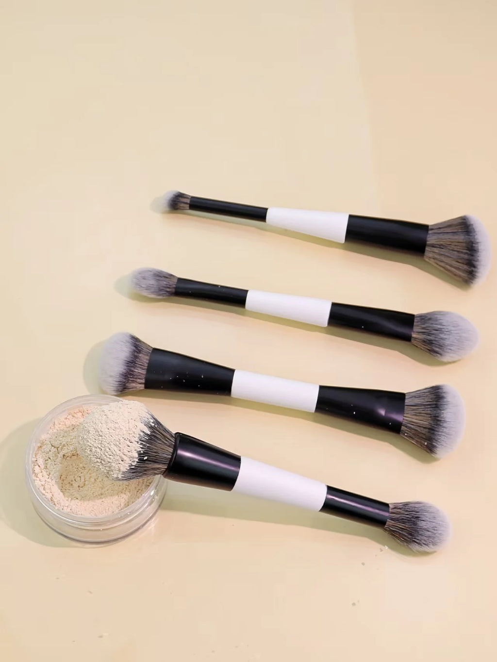4 Double-Ended Makeup Brushes | 8-in-1 Blush & Foundation Set Makeup Brush Set QXL