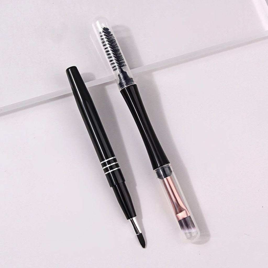 KOSSHOW 2-Pc Travel Makeup Brush Set – Eyebrow, Lash & Lip Eye & Lip Brush Set QXL