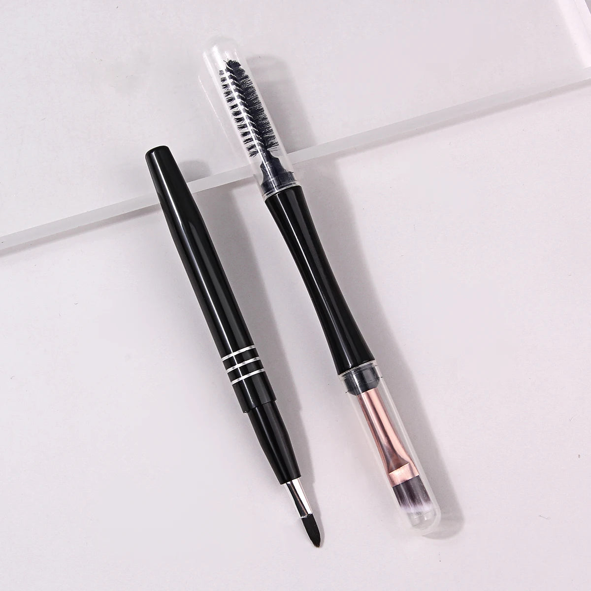 KOSSHOW 2-Pc Travel Makeup Brush Set – Eyebrow, Lash & Lip Eye & Lip Brush Set QXL