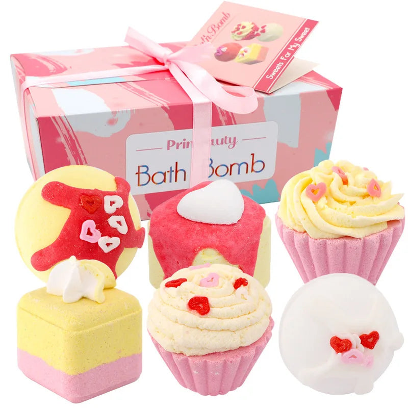 Cake Bath Salt Ball Set | Sea Salt & Essential Oil Soak 6pc Bath Salt Set QXL