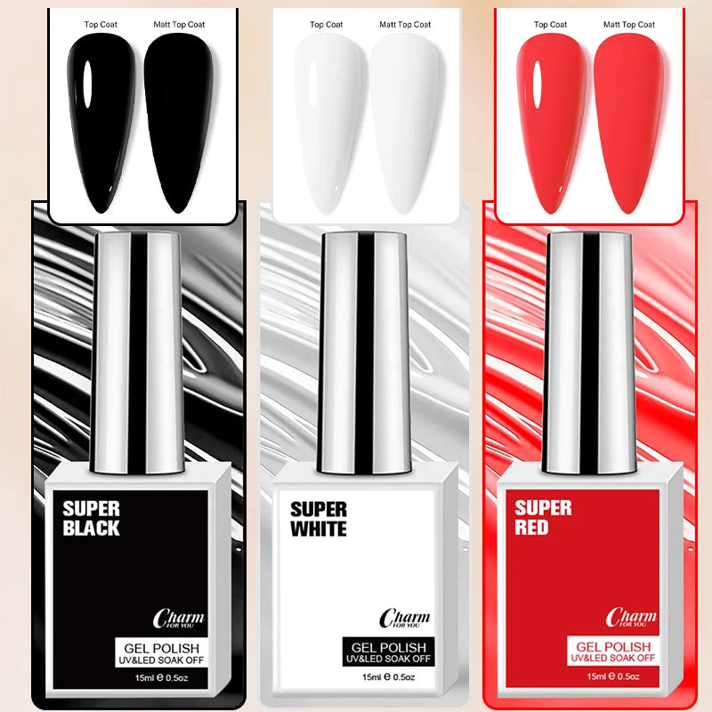 VERONNI 15ml Gel Nail Polish – Black, White & Red UV/LED Gel Nail Polish QXL