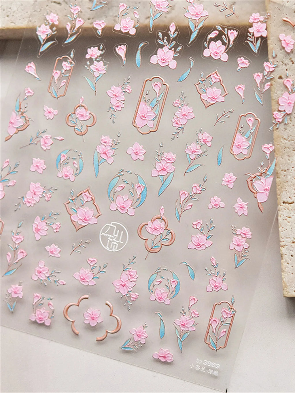 5D Embossed Flower Nail Stickers – Peony Tulip Floral Decals Nail Art Stickers QXL
