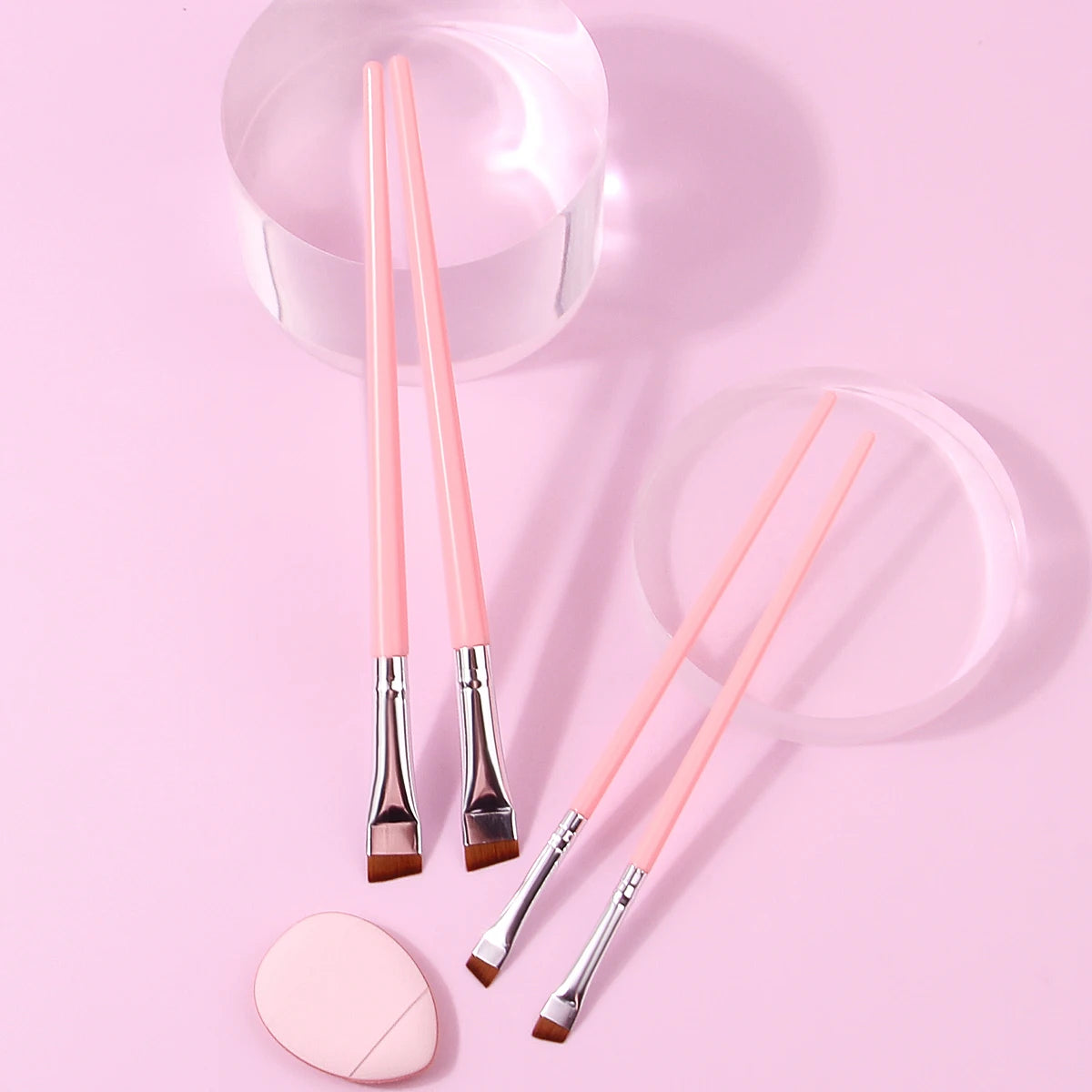 5-Piece Pink Makeup Brush Set | Eyeliner & Eyebrow Brushes Makeup Brush Set QXL