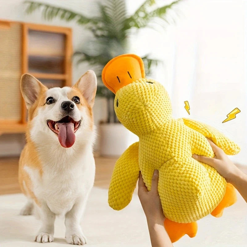 Yellow Duck Dog Calming Plush Squeaky Toy | Indoor Dogs Plush Dog Toy QXL