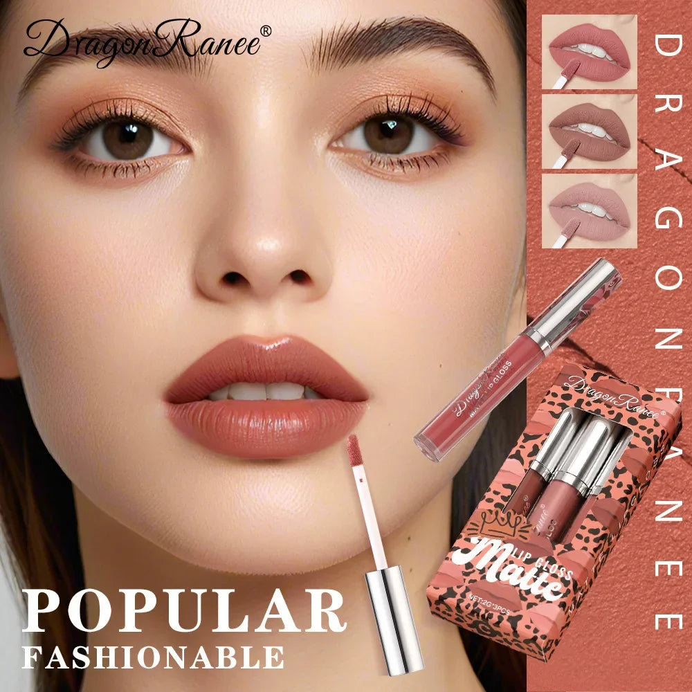 Dragon Ranee 3-Pack Matte Liquid Lipstick Set | Long-Lasting Liquid Lipstick Set QXL