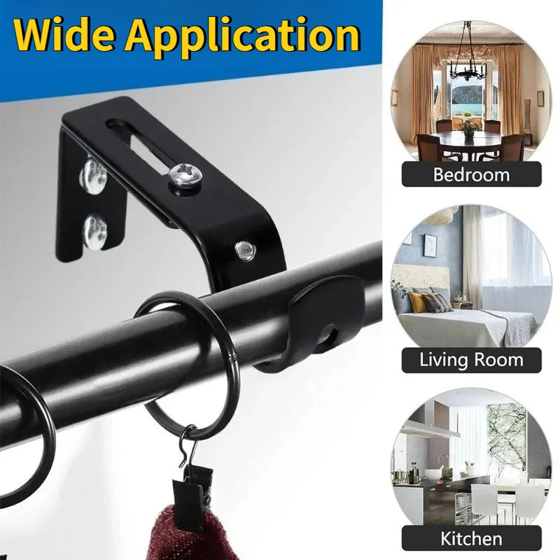 2-Pack Adjustable Wall-Mount Curtain Rod Brackets – Metal Curtain Rod Brackets QXL