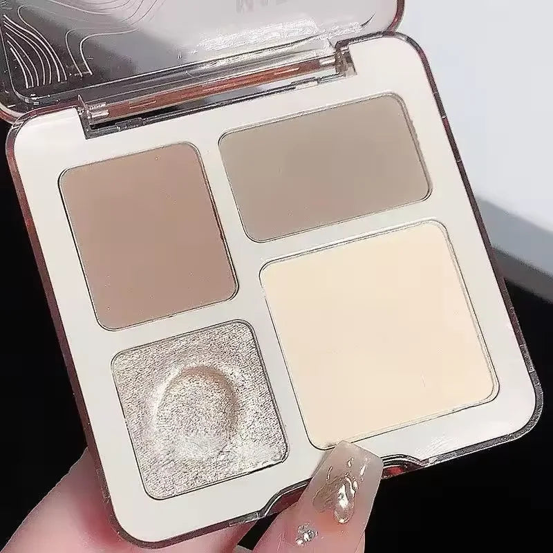 4-Color Highlight & Contour Palette | Matte & Shimmer Contour Highlight Palette QXL Contouring
