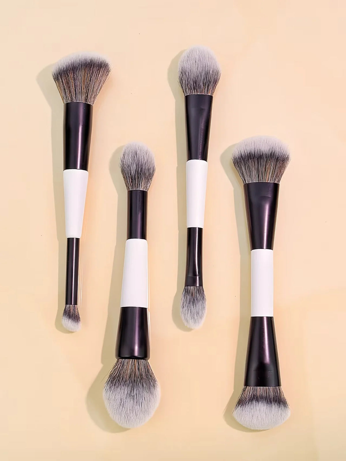 4 Double-Ended Makeup Brushes | 8-in-1 Blush & Foundation Set Makeup Brush Set QXL
