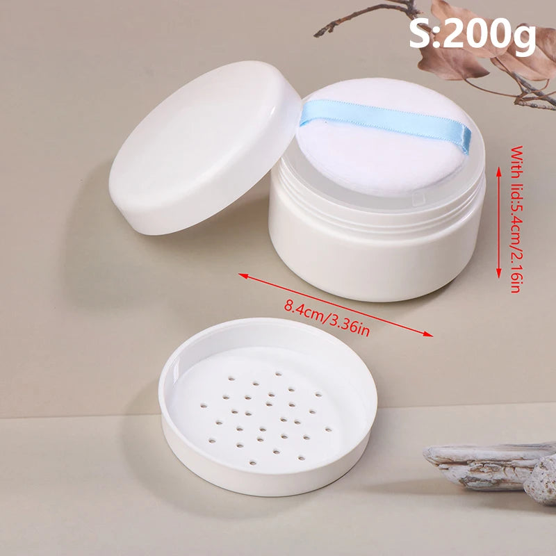 Empty Loose Powder Case with Puff & Sifter | 200–300g Powder Dispenser Case QXL 200g