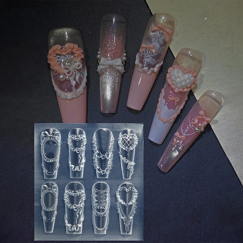 Bow & Flower Silicone Nail Art Mold | 3D DIY Manicure Silicone Nail Mold QXL