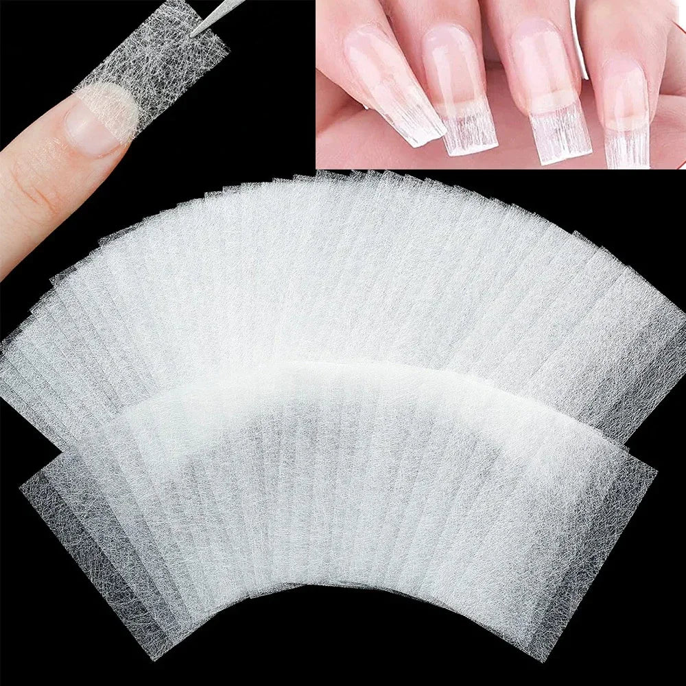 Silk Fiberglass Nail Extension Forms UV Gel Wrap | 10/20/50 Pcs Nail Extension Forms QXL