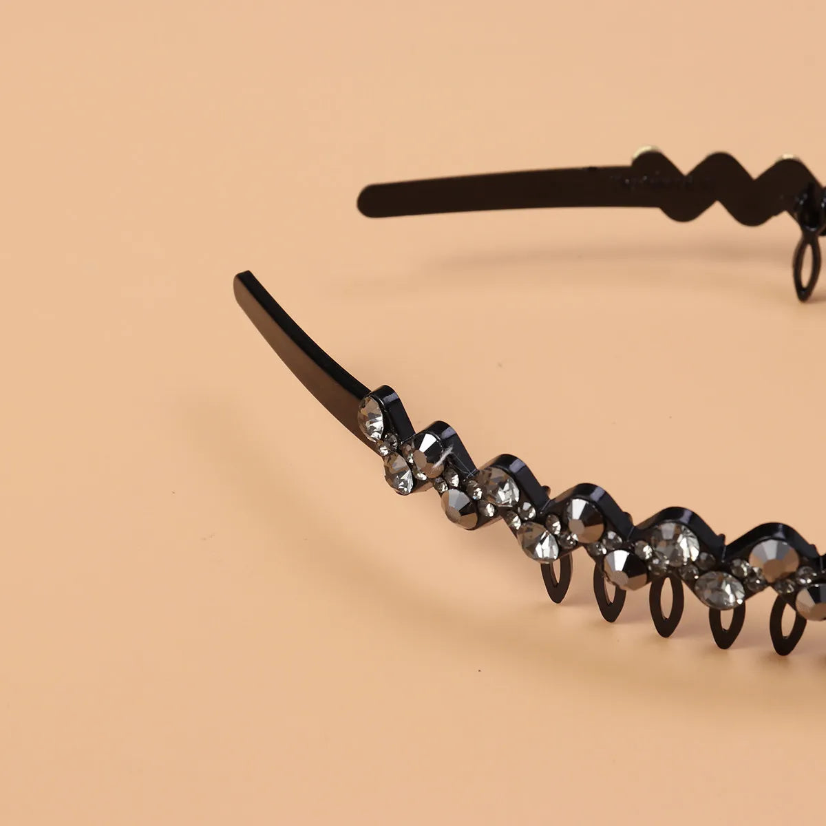 Crystal Rhinestone Toothed Headband | Party Hair Hoop Grey Black Rhinestone Headband QXL