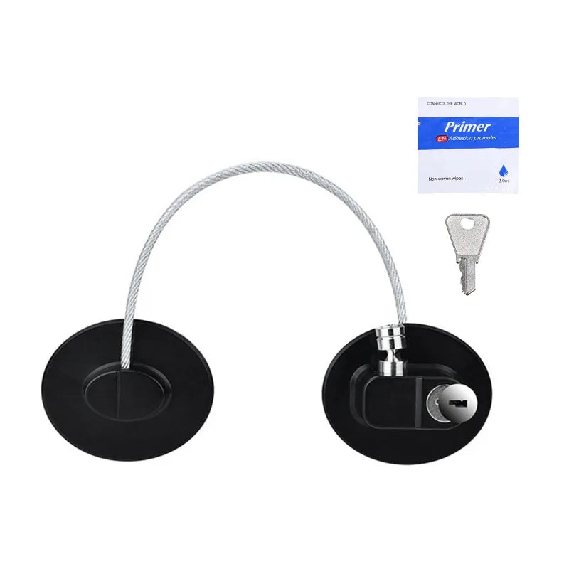 Child Safety Cabinet & Fridge Lock | Steel Cable Lock Child Safety Lock QXL B8 oval black
