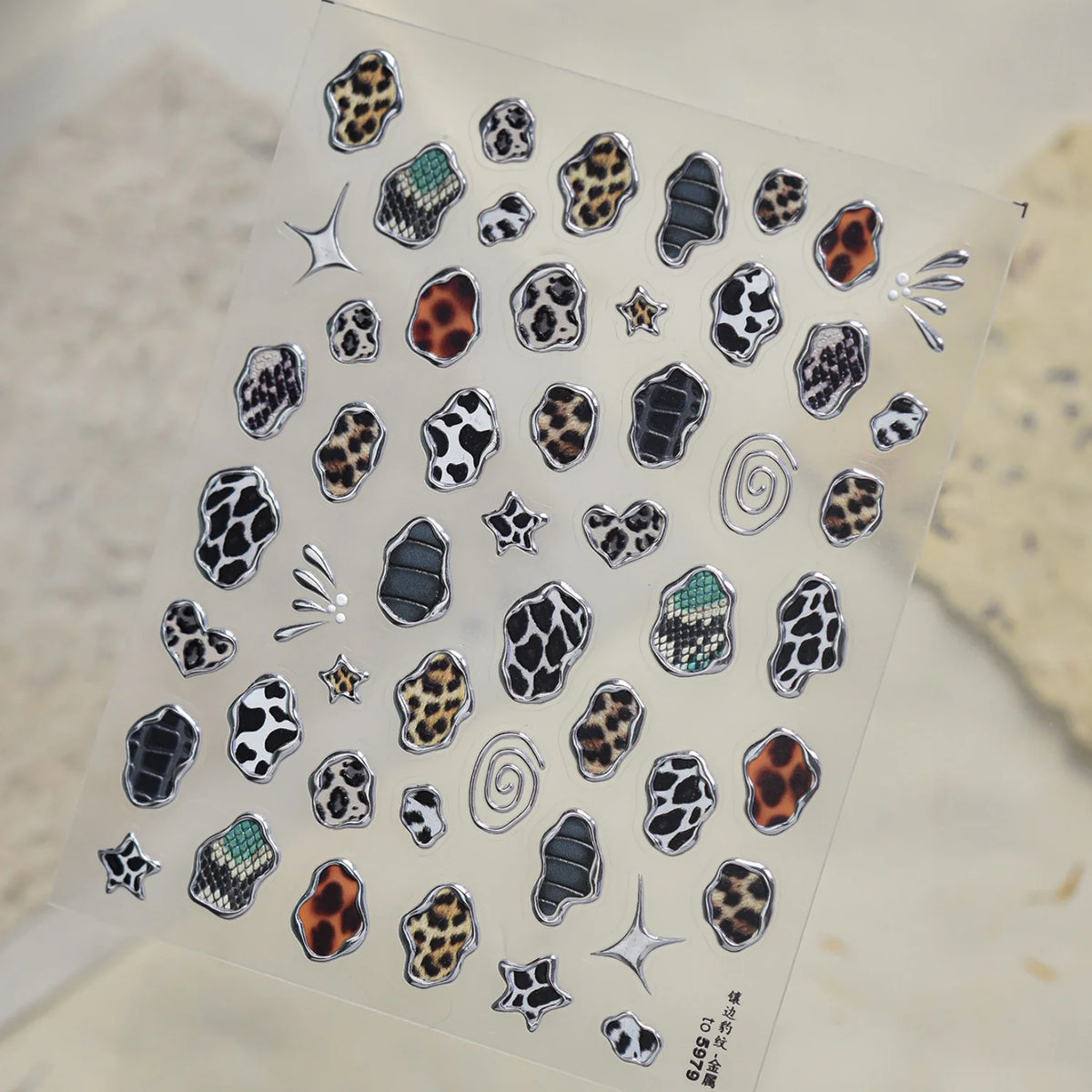 5D Self-Adhesive Nail Stickers | Leopard Snake Stone Designs Nail Art Stickers QXL