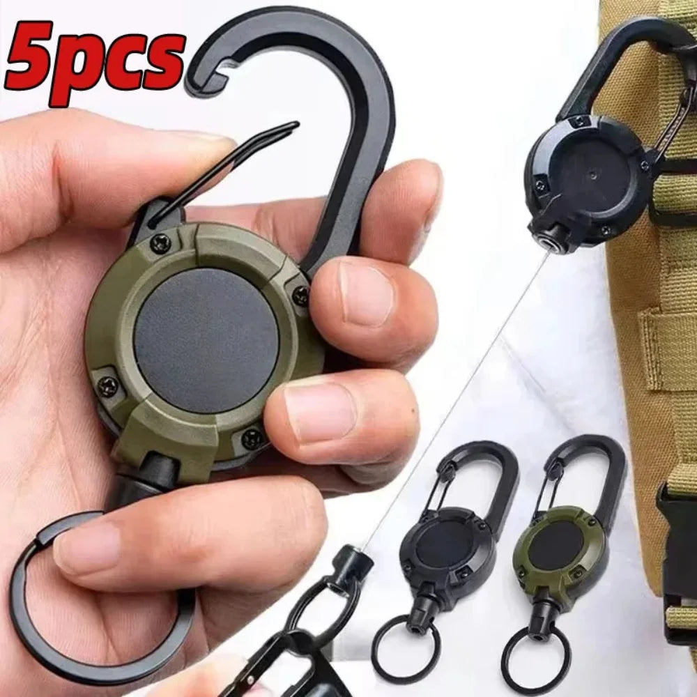 Retractable Badge Reel Carabiner Clip – Steel Wire Rope 1/5 Pack Retractable Badge Reel QXL