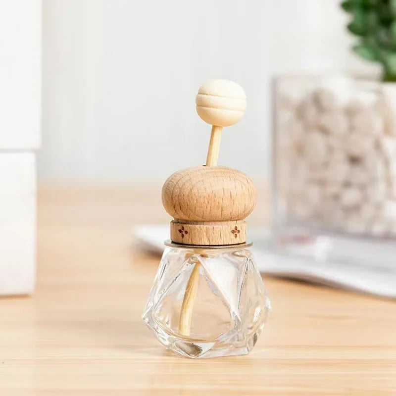8ml Glass Car Hanging Air Freshener Bottle | Wood Lid Car Air Freshener Bottle QXL