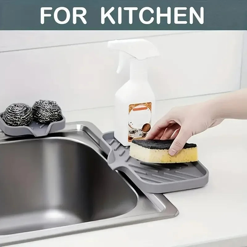 Silicone Sink Mat | Faucet Splash Pad & Soap Drain Tray Silicone Sink Mat QXL