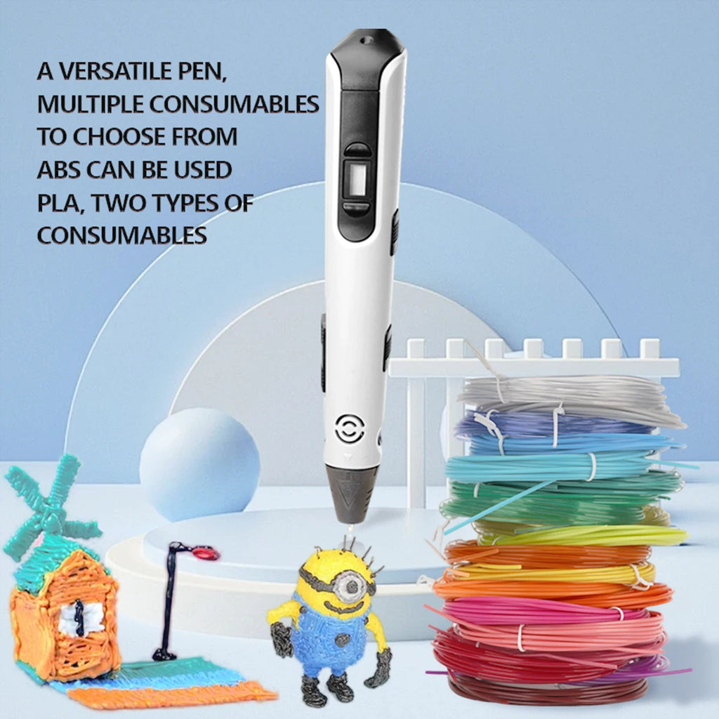 3D Printing Pen for Kids | LCD Screen + 9M PLA Filament 3D Drawing Pen QXL