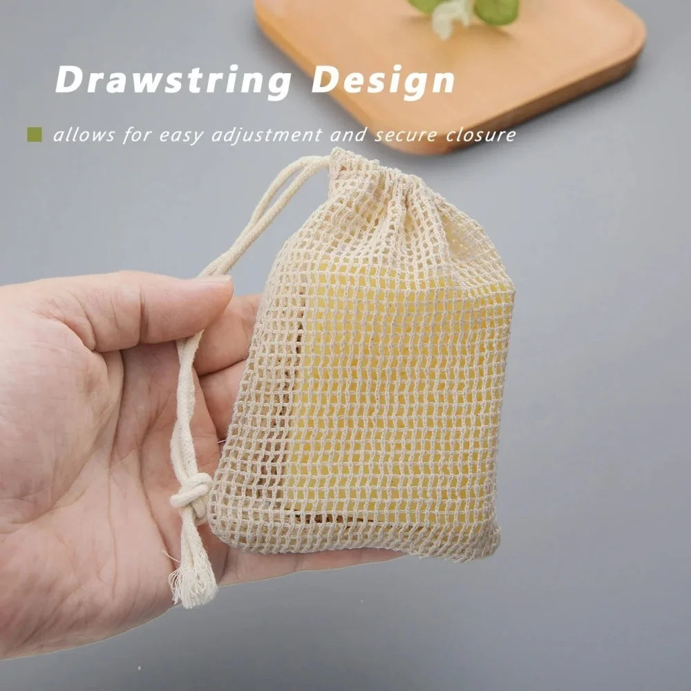 Natural Cotton Soap Saver Bag | Eco Lathering Mesh Pouch Soap Saver Bag QXL