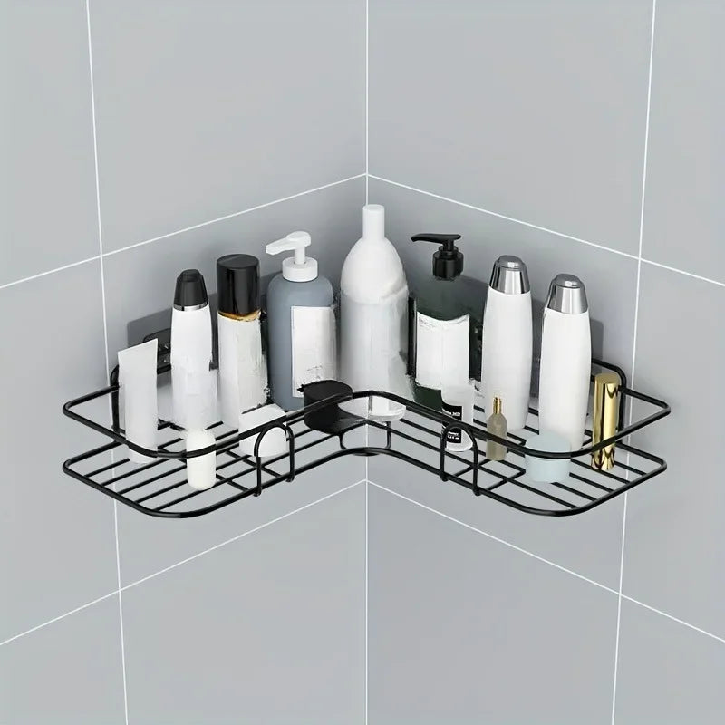 Punch-Free Corner Bathroom Shelf | Iron Tripod Storage Stand Bathroom Corner Shelf QXL