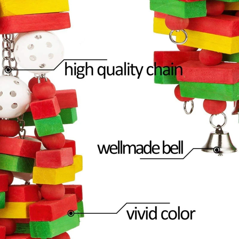 Colorful Wooden Parrot Chew Swing Toy | Cockatiel Cage Bird Chew Toy QXL
