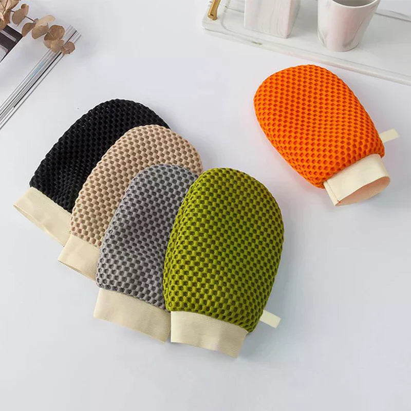 2-in-1 Bath Loofah Glove & Soap Bag | Double-Sided Scrubber Bath Scrubbing Glove QXL