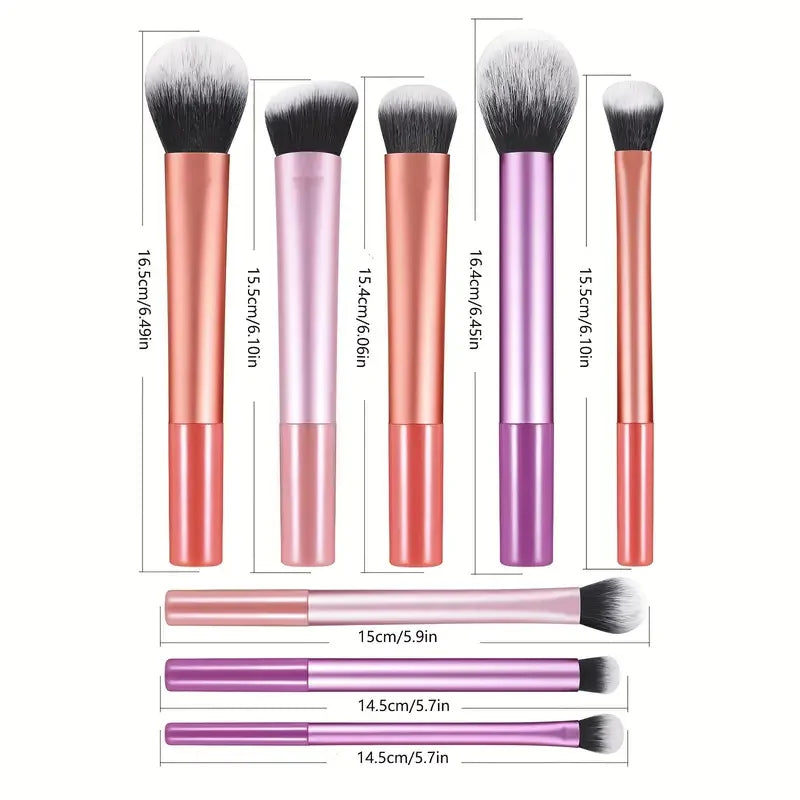 8-Piece Makeup Brush Set | Soft Synthetic Foundation & Blush Makeup Brush Set QXL