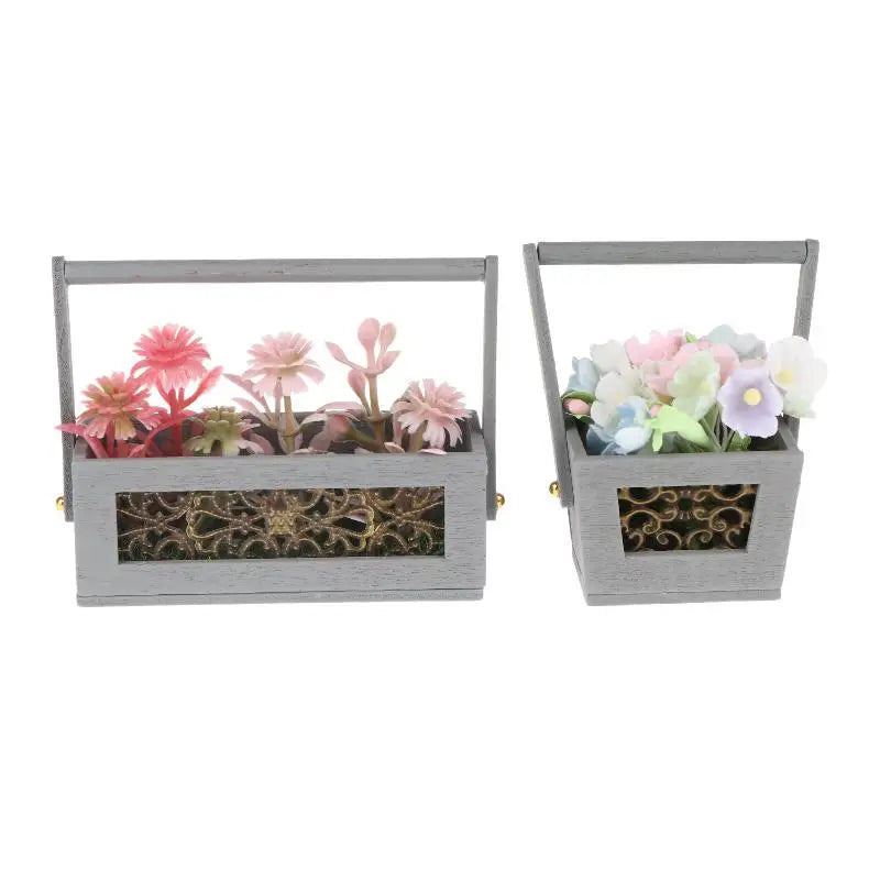 1:12 Scale Miniature Flower Basket | Dollhouse Floral Decor Dollhouse Miniature QXL