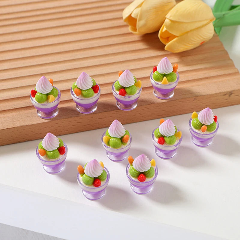 6-Pack Miniature Ice Cream Sundae Dollhouse Accessories 1:12 Dollhouse Miniatures QXL