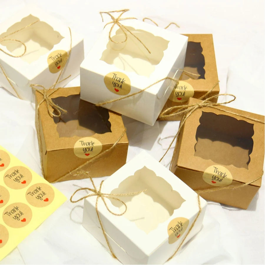 Kraft Bakery Boxes with Window | Cupcake & Cookie Gift Boxes Bakery Gift Boxes QXL