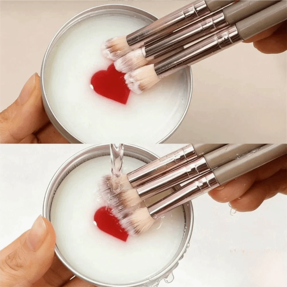 Makeup Brush Cleaner Soap & Silicone Mat – Deep Clean Tin Brush Cleaner Soap QXL