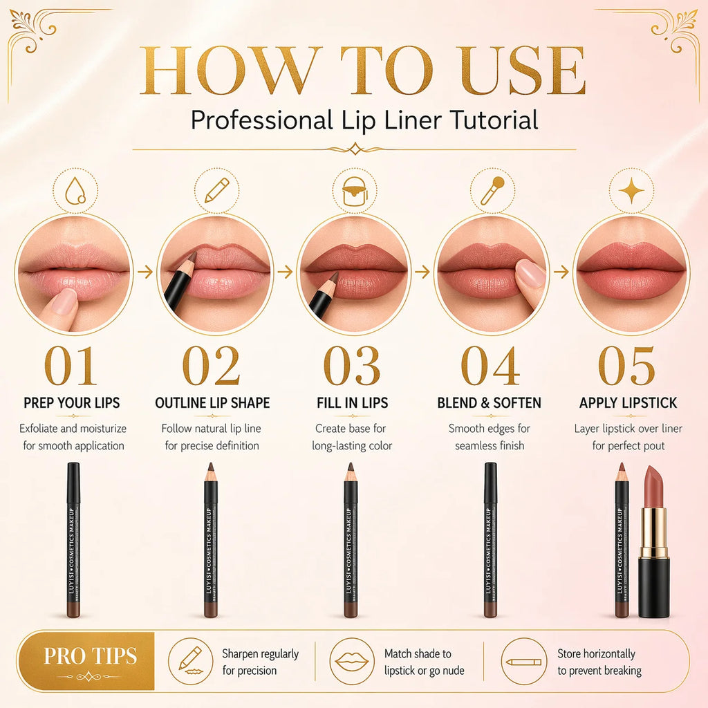 3-Pack Matte Velvet Lip Liner Set | Waterproof High-Pigment Lip Liner Set QXL