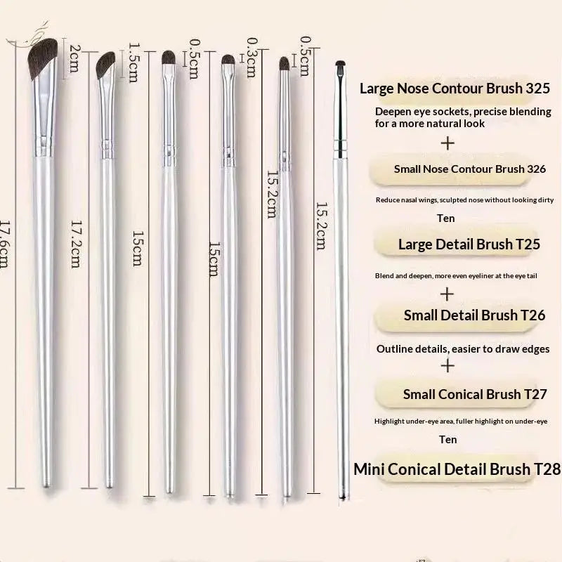 Eye & Nose Contour Makeup Brush Set | Horse Hair 3/4/6 Pcs Makeup Brush Set QXL
