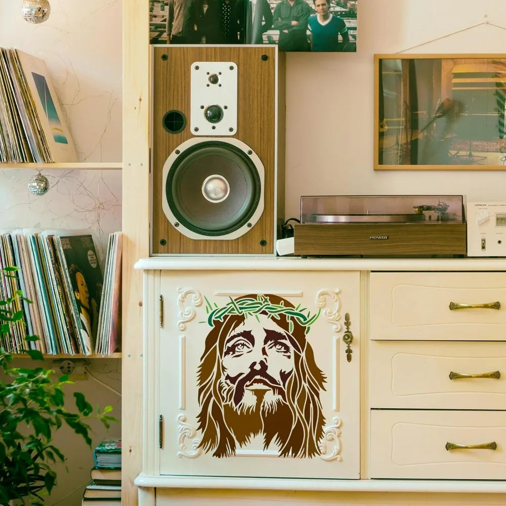 Christ Crown of Thorns Reusable Stencil 11.8" | Religious DIY Craft Painting Stencil QXL