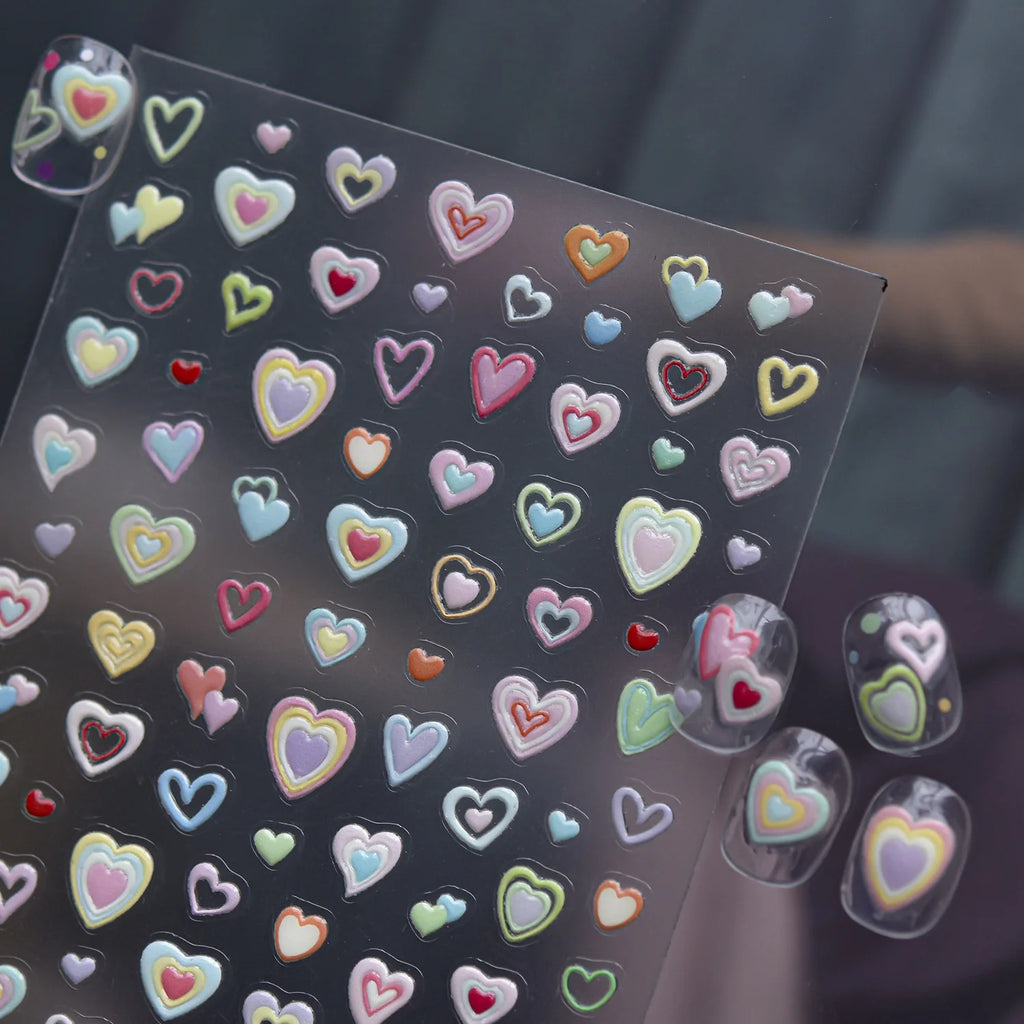 5D Heart Nail Art Stickers | Y2K Self-Adhesive Nail Decals Nail Art Stickers QXL