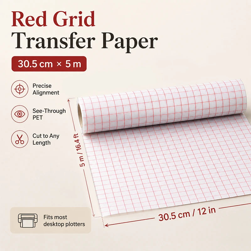 Red Grid Transfer Paper for Vinyl Decals, Stickers & DIY Art Craft Transfer Paper QXL 1pc