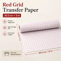 Red Grid Transfer Paper for Vinyl Decals, Stickers & DIY Art Craft Transfer Paper QXL 1pc