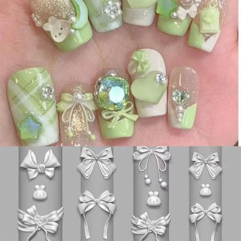 3D Rabbit & Bow Silicone Nail Art Mold | Gel Acrylic Mold Silicone Nail Mold QXL