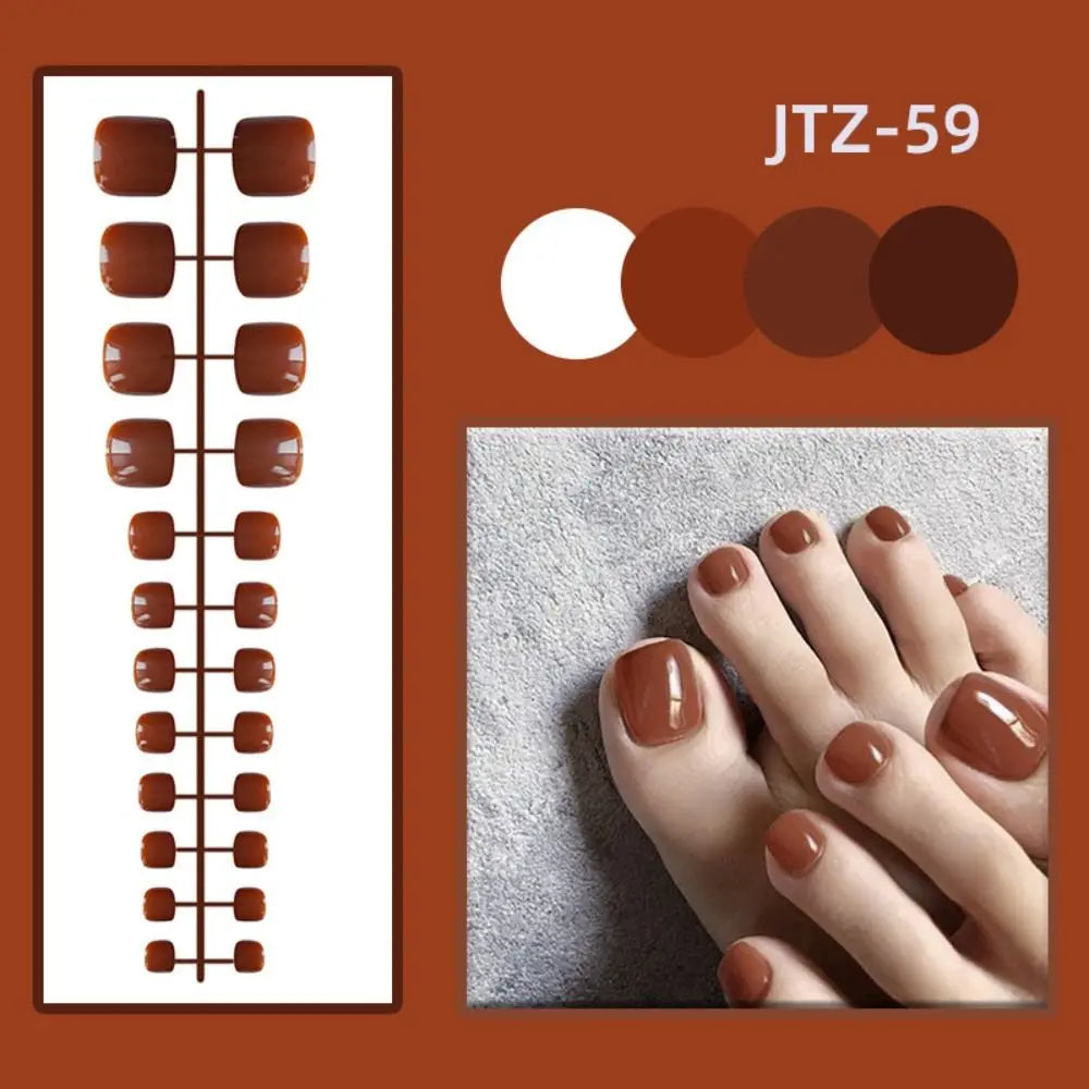 24-Pack Press-On False Toenails | Full Cover Solid Color Press-On Toenails QXL