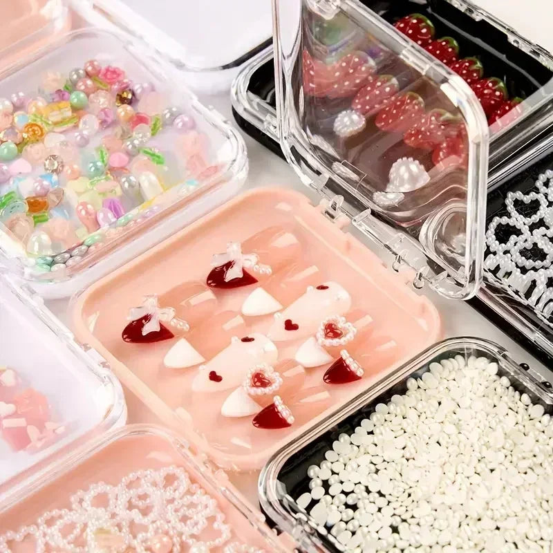 10-Pack Clear Acrylic Press-On Nail Storage Boxes + Adhesive Nail Storage Box QXL