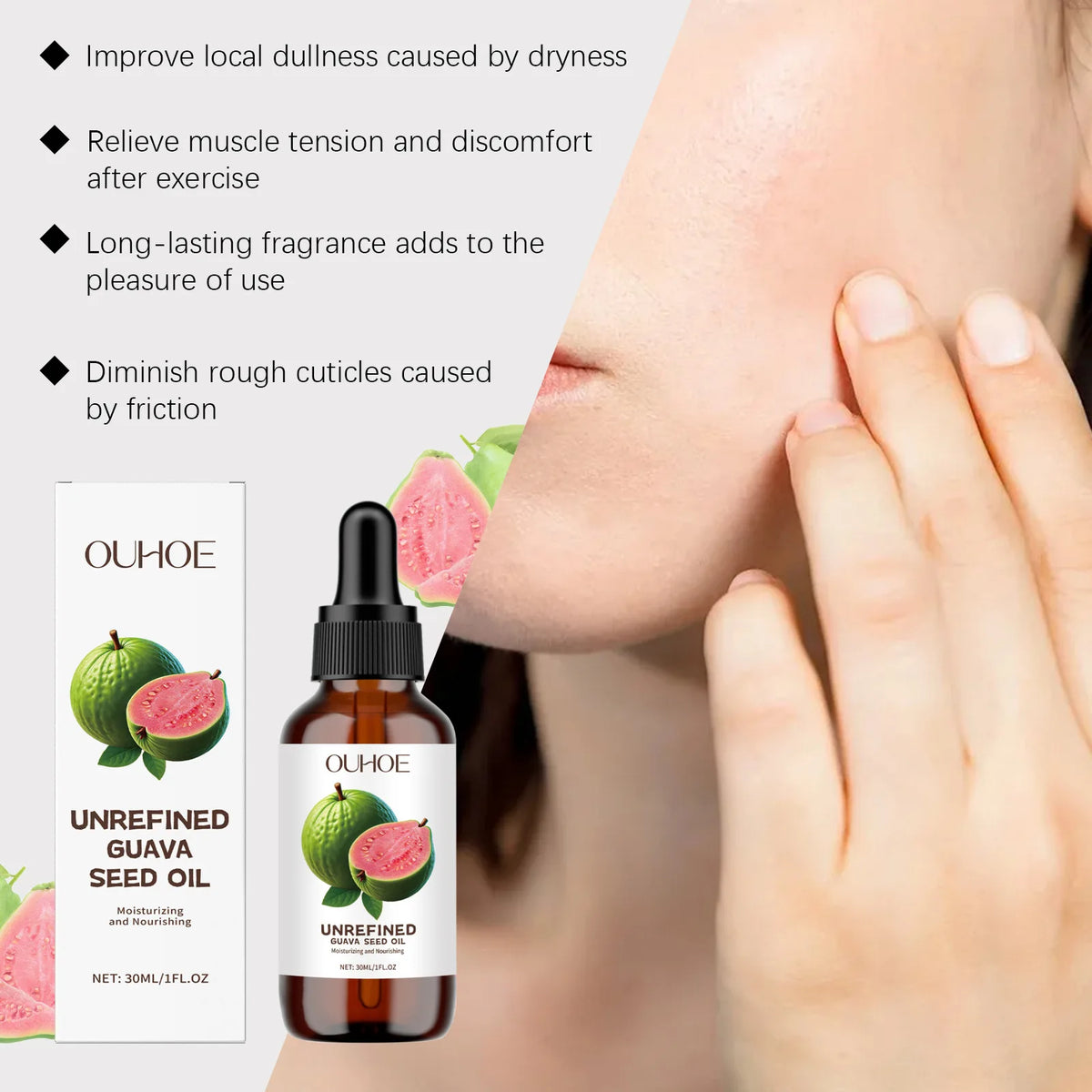 Guava Seed Facial Oil – Brighten, Hydrate & Minimize Pores 30ml Brightening Facial Oil QXL