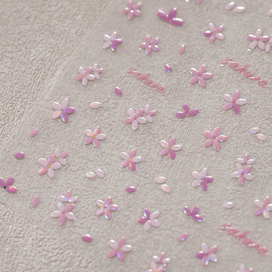 5D Kawaii Nail Art Stickers – Pink Flower, Peach & Butterfly Nail Art Stickers QXL