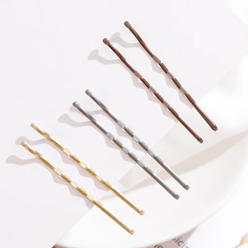 100-Pack 5cm Black Gold Wave Bobby Pins | Invisible Hair Clips Bobby Pins Set QXL