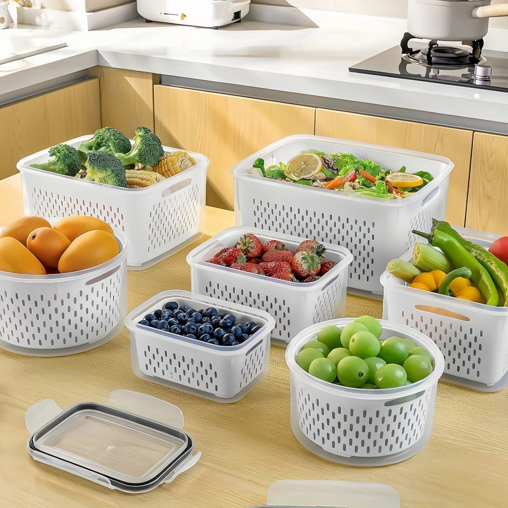 9-Piece Fruit Storage Containers with Colander & Lid for Fridge Fruit Storage Set QXL