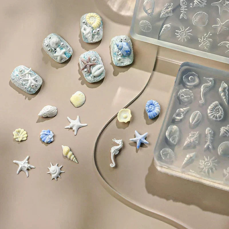 Ocean 3D Silicone Nail Art Mold | Shell, Starfish & Lace Nail Art Mold QXL