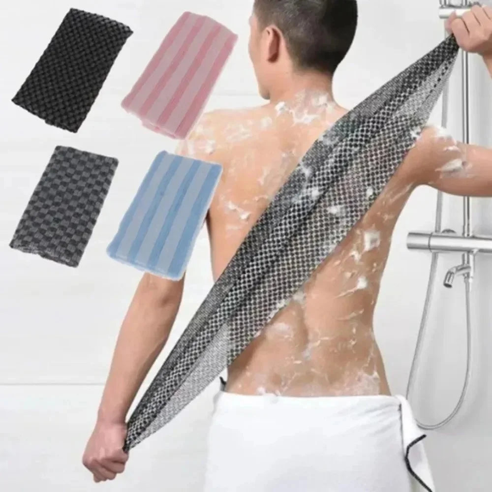 Double-Sided Nylon Exfoliating Back Scrub Towel | Bath Strip Exfoliating Bath Scrub QXL