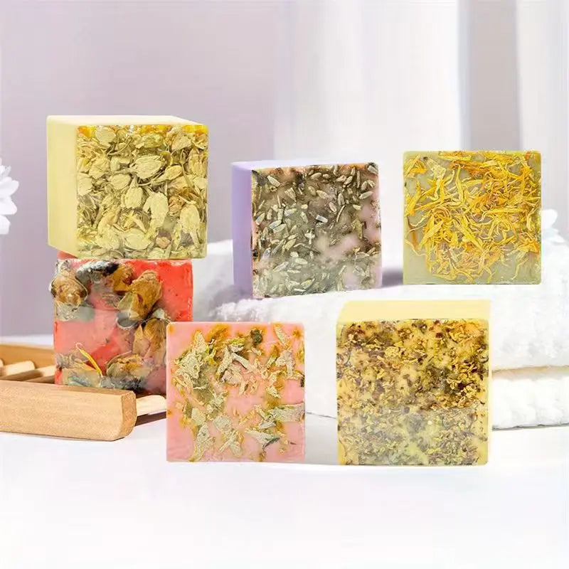 6-Piece Rose Jasmine Lavender Essential Oil Soap Gift Box Essential Oil Soap Set QXL