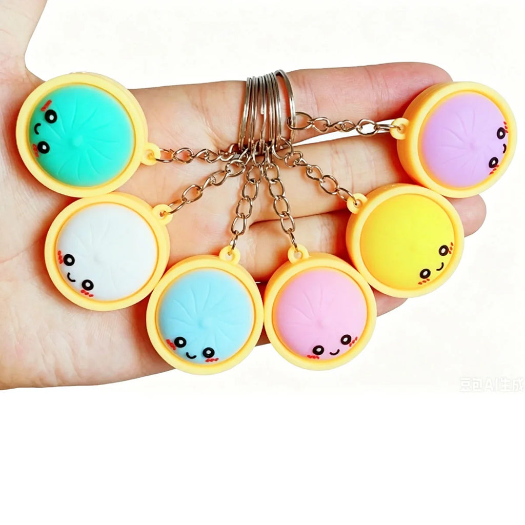 3D Squishy Dumpling Keychain | Fidget Toy Party Favour Squishy Fidget Keychain QXL