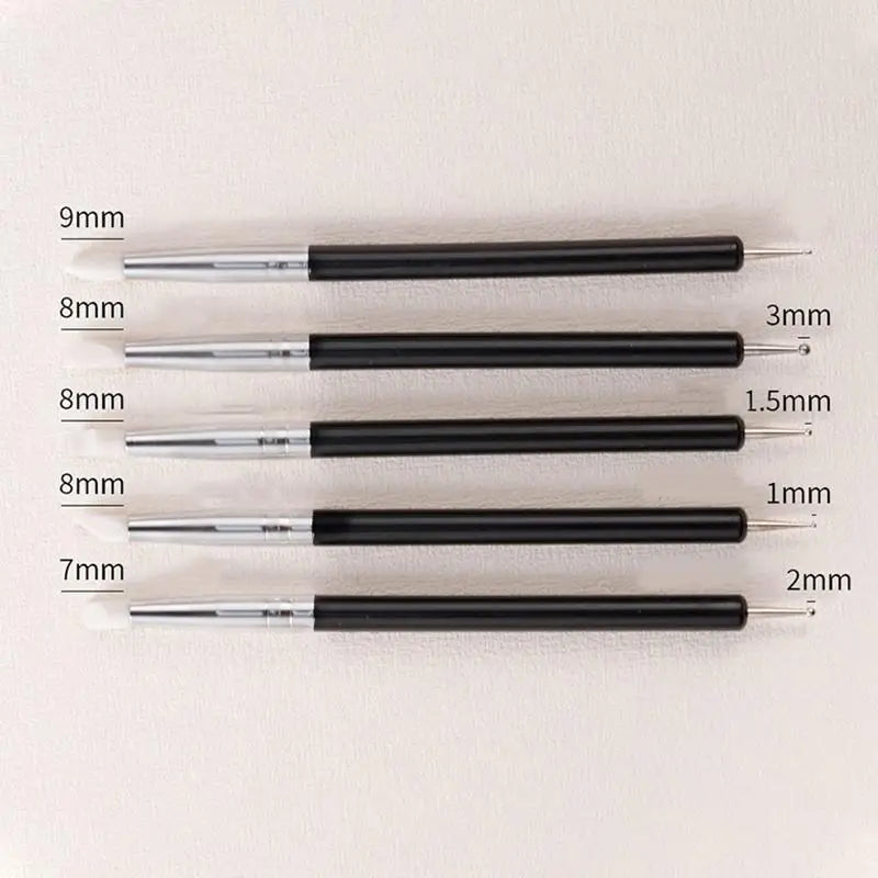 5-Pc Silicone Nail Art Dotting & 3D Carving Pen Set Nail Art Dotting Pens QXL